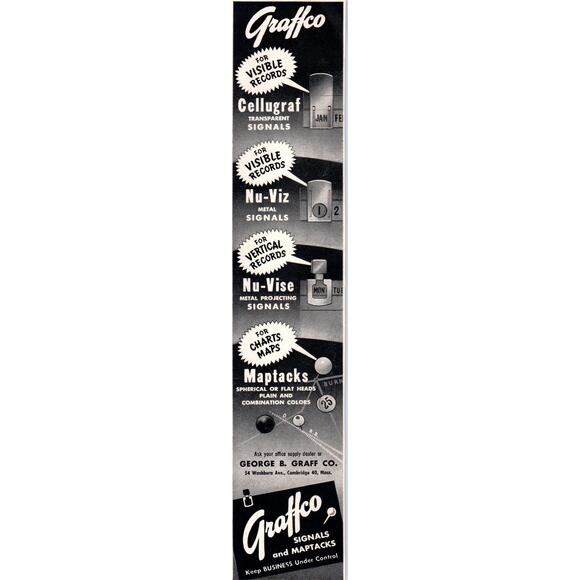 None Other - Graffco Signals and Maptacks George B. Graff Cambridge MA 1951 Magazine Ad D17